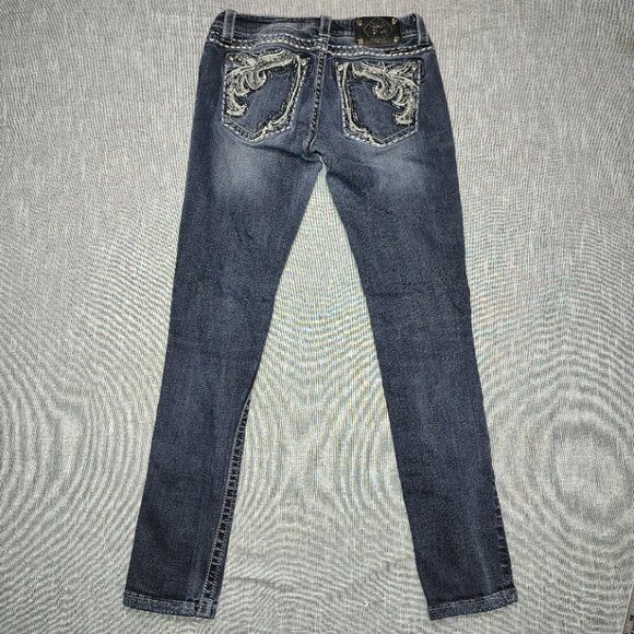 Miss Me Jeans Buckle Exclusive Size 26 Mid Skinny Embellished Border JE56752R - Picture 1 of 16